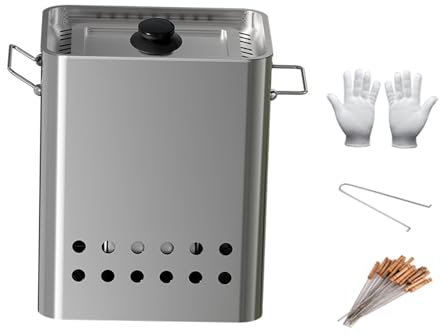 AWHAO Barbecue-Hängegrill, Holzkohlegrill, rauchfreier Barbecue-Eimergrill für Picknicks, mit Spießen
