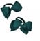 Pair of Grosgrain Ribbon Bow Motif Jersey Elastic Ponio Hair Band Tie Bobble (Bottle Green)
