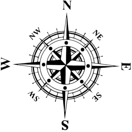 Customizable Charles Compass Rose Ceiling Wall Sticker Kids Room Bedroom Travel Adventure Camper Rv Car Decal Home Extra Large - 89x89cm