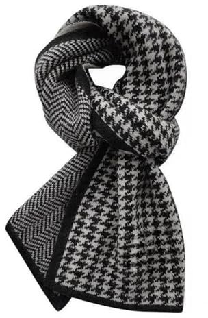 BelleVive Damen Winterschal, Kaschmir-Feeling, Schwarz, Hahnentritt, 155 x 20 cm