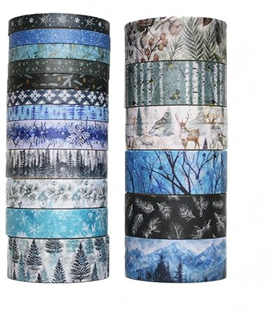 PLUSHCEWT 18 Rollen Washi Tape Set Dekoratives Klebeband Handwerk Maskierung Tap Festivals Dekoration Künstler Klebebänder für DIY Basteln Scrapbooking Bullet Journal Schulbedarf (B)