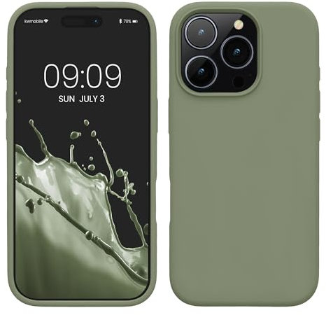 kwmobile Case Compatible with Apple iPhone 16 Pro Case - TPU Silicone Phone Cover with Soft Finish - Gray Green