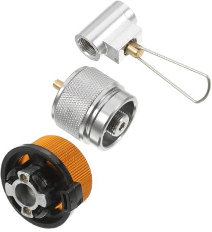 PAMINGONO Camping Gaskocher Nachfüllset Gas Adapter Set Für Kartuschen Inkl Nachfülladapter Und Ventil Ideal Für Outdoor Aktivitäten Backpacking Und Camping 3 Teiliges Set