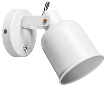 Aisilan Wandleuchte Innen mit Schalter E27 Weiß, drehbare Metall Wandlampe mit Kippschalter 350° & 150° schwenkbar, Hardwired Wandbeleuchtung für Schlafzimmer, Wohnzimmer, Flur, ohne Leuchtmittel