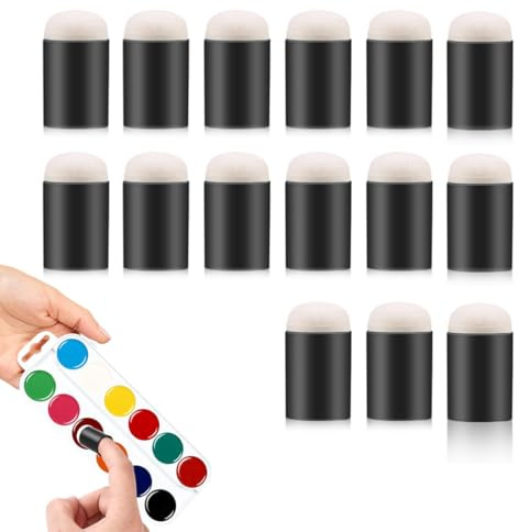 AOEVUIR 15 Pcs Malerei Schwamm Finger Schwarz Daubers Kunststoffgriff Handwerk Zeichnen Tinte Kreide Karten Herstellung