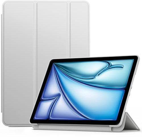 Oumida Funda para iPad Air 11 Pulgadas 2025(M3) / 2024(M2), iPad Air 7a/6a/5a/4a Gen (2024/2022/2020, 10,9), Funda Bloqueo Magnético, Case Slim Tríptica, Fundas de Piel TPU Soft Carcasa (Gris)