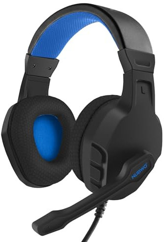 NUBWO U3 Gaming Headset with Mic for PC, PS4, PS5, Xbox1, Mac, Switch, Wired Over-Ear Gaming Headphones with Mic Clear Call, Lightweight & in-Line Control-Black Blue