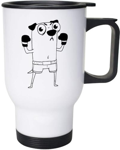 Azeeda 400ml 'Dog Boxer Standing' Reusable Coffee/Travel Mug (MG00087817)