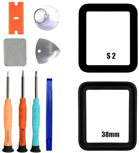 ERYNK Für Apple Watch Series 2/3 38mm Display Glas Frontglas Reparatur Replacement Set [mit OCA Kleber] [No LCD Screen] with Werkzeugsatz