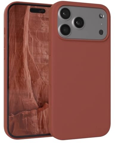 EAZY CASE Premium Silikon Hülle für iPhone 17 Pro Max - Handyhülle, Stoßfest, Schutzhülle mit Kameraschutz, Kratzfester weicher Mikrofaser-Innenfutter, Silikon Cover Case Bumper - Terrakotta Braun