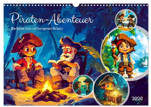 Piraten-Abenteuer - Die Reise zum verborgenen Schatz (Wandkalender 2026 DIN A3 quer), CALVENDO Monatskalender: Eine fantastische Reise zu geheimen Inseln und vergessenen Schätzen (CALVENDO Spass)