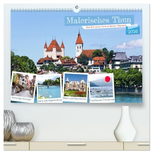 Malerisches Thun (hochwertiger Premium Wandkalender 2026 DIN A2 quer), Kunstdruck in Hochglanz: Eine Schweizer Perle im Berner Oberland (CALVENDO Orte)