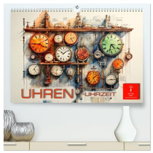 Uhren Uhrzeit (hochwertiger Premium Wandkalender 2026 DIN A2 quer), Kunstdruck in Hochglanz: Uhren Uhrzeit - eine Verschmelzung von Technologie und Kreativität. (CALVENDO Technologie)