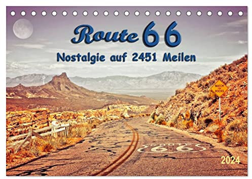 Nostalgie auf 2451 Meilen - Route 66 (Tischkalender 2024 DIN A5 quer), CALVENDO Monatskalender: Route 66, endlos lange Straße von Chicago (Illinois) nach Santa Monica (Kalifornien). (CALVENDO Natur)