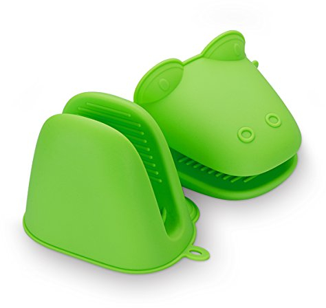 Belmalia 2 Gants de Cuisine, Silicone, Manique, Résistant Chaleur, Motif: Grenouille Vert