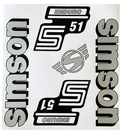 Aufkleber-Set Silber für Simson S51 Enduro Seitendeckel und Tank