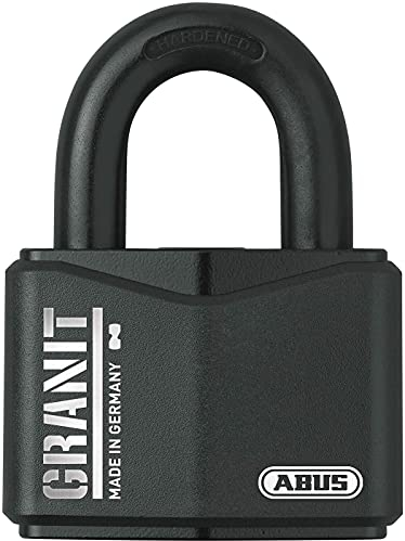 ABUS Cadenas Granit 37/60 #SZP pour une utilisation en extérieur - avec carte de sécurité et clé avec lumière LED - en acier spécial trempé - de sécurité ABUS 10 - Noir