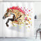 ABAKUHAUS Tier Duschvorhang, Abstrakte Kunst Wild Horse, Stoffliches Gewebe Badezimmerdekorationsset mit Haken, 175 x 200 cm, Tan Rotbraun