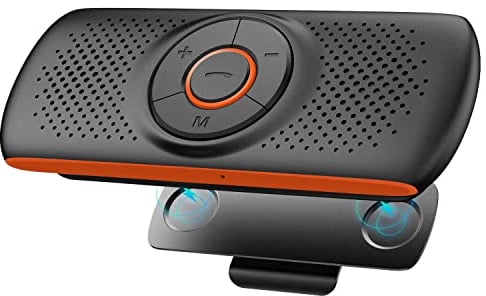NETVIP Bluetooth Car Speakerphone Sun Visor Bluetooth 4.2 Handsfree Car Kit Audio Speakerphone TF Music Player Wireless Sun Visor Player Multifunction Stereo Music Speaker Dual Link Connectivity