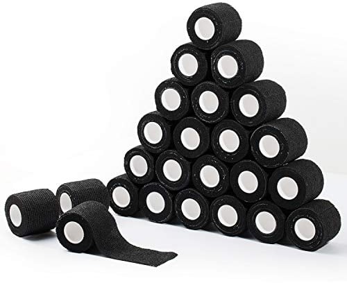 COJJ 24 STK 5cm X 4,5m Haftbandage Cohesive Bandage Selbsthaftende Verband Fingerpflaster Wundverband Fixierverband Tierverband Hand Reißen Wasserfest Elastische Binde Für Menschen Haustiere (Schwarz)