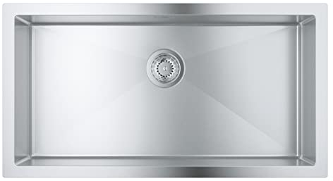 GROHE K700, Küchenspüle 1 Becken 86x46cm (Spülbecken für Unterbau Montage aufliegend oder flächenbündig, Waschbecken für Unterschränke mit 45cm, 1mm Materialstärke), edelstahl, 31580SD1