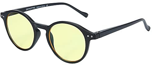 ZENOTTIC Occhiali da Sole Polarizzati Retrò Classici Rotondi Vintage Occhiali da Sole UV400 Montatura da Uomo e Donna (NERO/OCCHIALI DA GUIDA NOTTURNA)