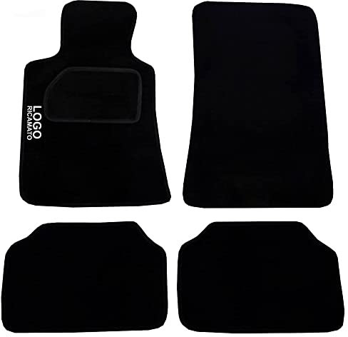 Auto Accessori Lupex Auto-Fußmatten-Set, kompatibel mit Mini, Fußmattenset personalisiert mit gesticktem Autonamen, Teppichmaterial, mit Fallschutz, Komplettset für Vorder- und Rückseite