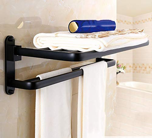 Étagères de salle de bain exquises Supports de bain, porte-serviettes de salle de bain d'angle de douche, espace en aluminium, support mural noir style européen Family Hotel Porte-serviettes de salle