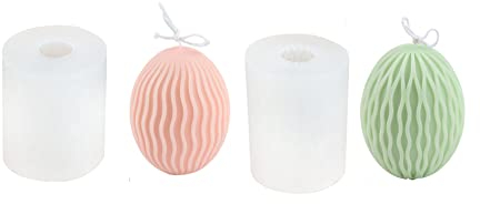 Xidmold 2 Stücke Ostern Eier Silikonform Kerzenformen 3D Osterei Silikon-Formen Seifenform Silikon Ei Backform Silikon Ostereiform für Tortendeko, Schokolade, Seife, Sojawachs Kerzen, Ostergeschenke