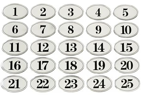 NanTun Oval Table Number Storage Locker Cabinet Numbers Pubs Restaurants Clubs Tags - Silver 1-25