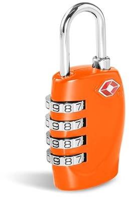 CFMOUR Suitcase Locks, TSA Approved Luggage Locks, 4-dial, Orange, 1 Pcs