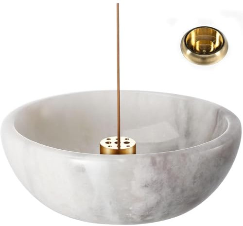 Cahzfie Porte Encens de Luxe en Marbre Naturel Africain, Support Encensoir, Bruleur Encens Robuste, Idéal pour la Méditation, Détente, Facile à Nettoyer (Namib Fantasy)