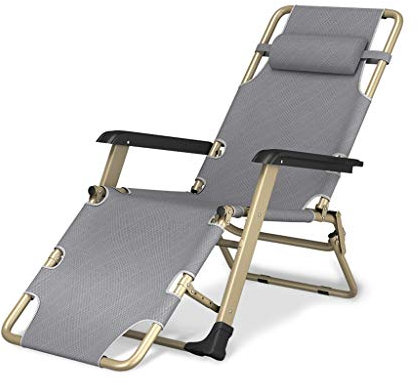 CCYENG Liegestuhl für den Garten, Sonnenliege, Bett, Metall, Relaxsessel, Schaukelstuhl mit Kissen für Terrasse und Strand, Grau