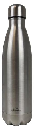 JATA HTER1001 - Botella agua acero inoxidable 500 ml. Botella termica sin BPA. Termo con cierre a rosca. Conserva las bebidas frías o calientes. Doble Aislamiento: Interior y Exterior. Gris