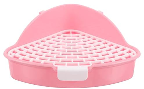 MEISO Toilette per Coniglio, Toilette per Animali Domestici, Vasino Addestrativo per Criceti, Toilette per Animali di Piccola Taglia di Triangolo per Coniglietti, Cincillà, Cavia (Rosa)