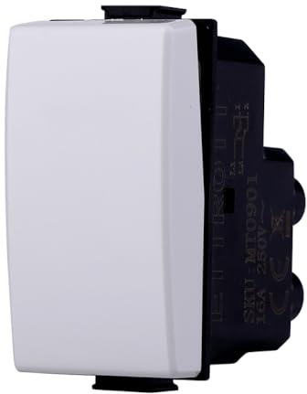 Moduli Bianchi, Compatibile Con Bticino Matix, interruttori, pulsanti, deviatori, dimmer, sensori, PIR, buzzer, Per Placche originali e compatibili (1x, deviatore)