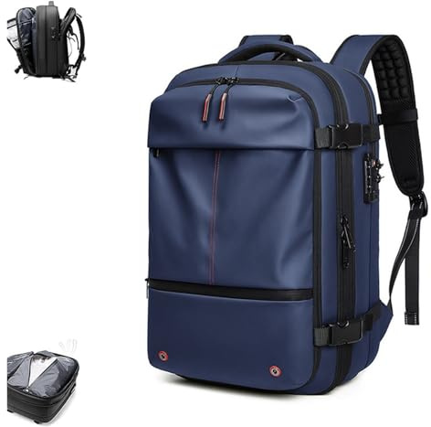 FAFAKO Sac À Dos 60 L avec Aspirateur, Compact Et Étanche, Idéal for Les Voyages, Les Affaires Et Les Activités De Plein Air.(Blue,Manual Press)