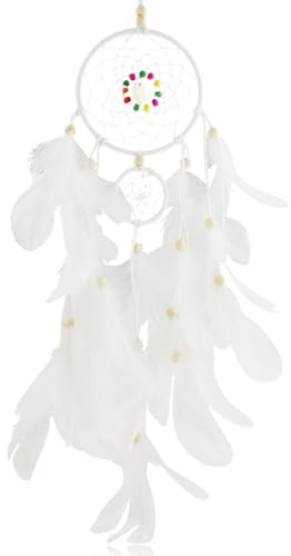 FuninCrea Traumfänger mit Feder, handgefertigter Makramee-Traumfänger für Mädchen, 3D-Dreamcatcher Kit mit geflochtener Spitze, indischer Stil hängende Wanddekoration (weiß)