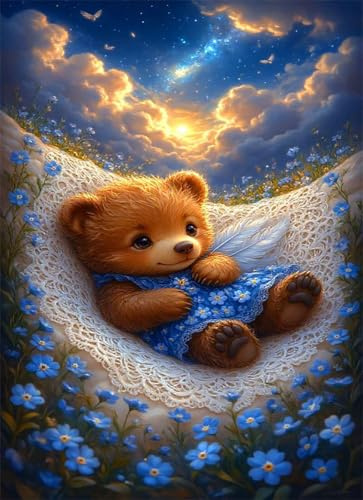 Jigsaw Puzzles for Adults 100 Sunrise Bear Flower 15.6 x 11 inch, Puzzle Educational Games, 100 Pieces for Adults Family Puzzle Game