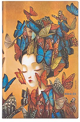 Paperblanks 18 Monate Softcover Flexi Diaries 2022-2023 Madame Butterfly | Vertikal | Maxi (135 × 210 mm)
