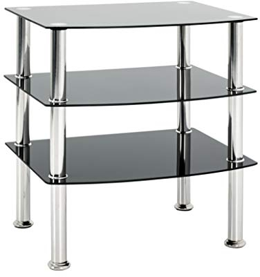 HAKU Möbel Beistelltisch Edelstahl, schwarz, Edelstahl, Sicherheitsglas - Maße: B 54 cm x H 59 cm x T 45 cm, Style: Modern
