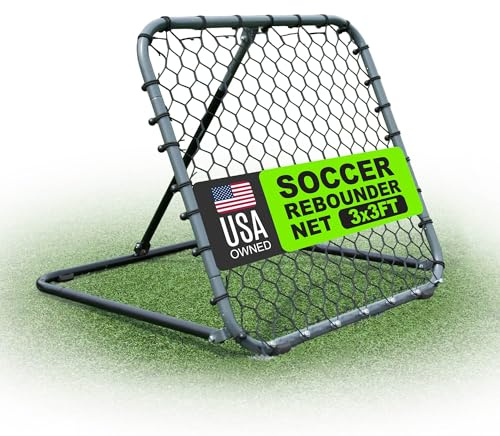 QUICKPLAY PRO Rebounder 0.9 x 0.9M – Fußball-Netzrückprallwand; Netz mit verstellbarem Abprallwinkel