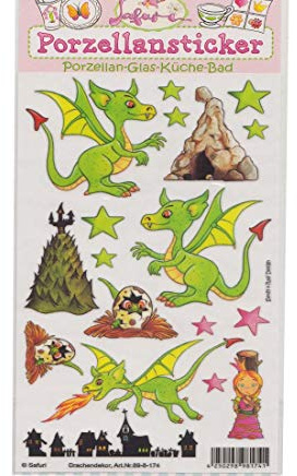 Firlefantastisch Der Partyshop Porzellansticker Drachen // Porzellandekor Drachen // klebt auf Porzellan, Fliesen, Glas, glatten Oberflächen