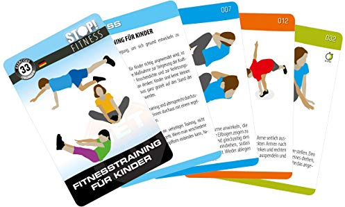 STOP! Fitness | Fitnesstraining für Kinder | Trainingskarten Übungskarten, deutsche Version, Kartengröße 66 x 100 mm mit Kunststoffbox