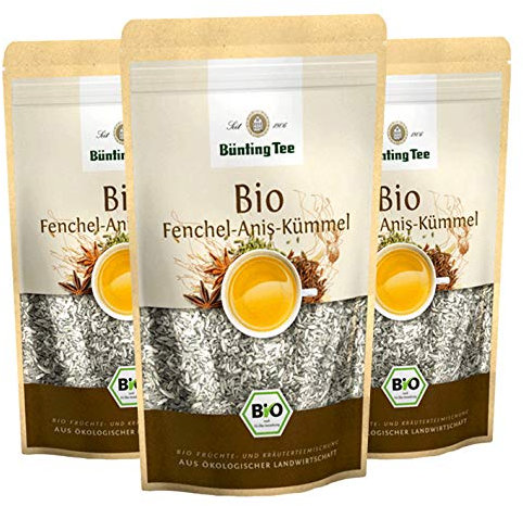 Bünting Tee Fenchel-Anis-Kümmel 3er Pack – loser Bio Kräutertee – 3 x 100g