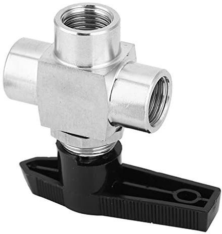 BSPP 3 Way Spherical Tap 304 Stainless Steel Closed with Handle Twist Ball Valve for Air Hose Control, Water Gas (BSPP3/8 Inch)