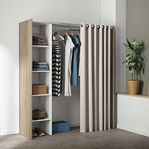 TemaHome Kleiderschrank mit Vorhang, Umkleideraum von Tom Bett, Eiche roh Zelt, 4020A0377R00