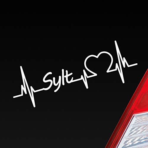 Hellweg Druckerei Sylt Herz Puls Insel Island Nordsee Liebe Love Auto Aufkleber Sticker Heckscheibenaufkleber