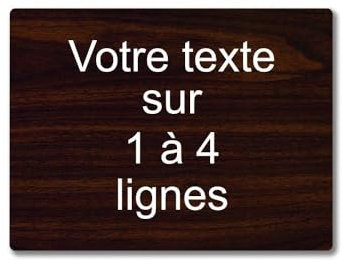 Plaque gravée personnalisée 1 à 4 lignes 20x15cm autocollante Bois