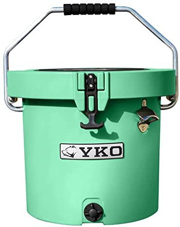 Yukon Outfitters Outdoor Fishing Hiking Hunting Seat Molded Insulated 20 Round Cooler Bucket, Seafoam